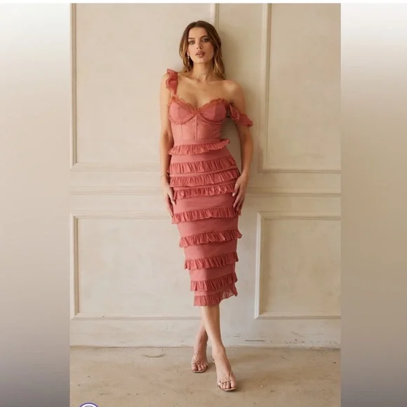V. Chapman Fiorenza Midi Dress in Dusty Cedar - Picture 2 of 11